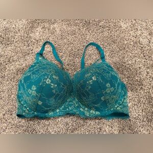Lasenza hello sugar Elegant Teal Lace Bra 38C EUC